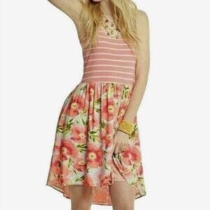 Matilda Jane Dress Womens Medium Striped Floral Hi Low Macaron Polka Dot Lined